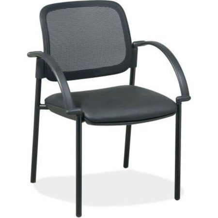 SP RICHARDS Lorell® Mesh Guest Chair, 24"W x 23-1/2"D x 32-3/4"H, Black Leather Seat LLR60462